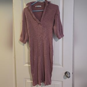 Free People Beach Pink Ribbed Midi Dress